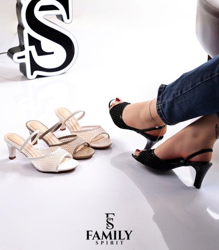 Women's Mesh Mid Heel Sandals