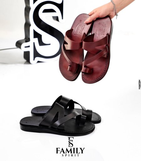 حذاء رجالي بإصبع من الجلد الطبيعي الاصلي صناعة الخليل