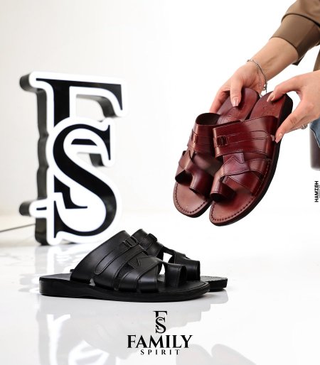 حذاء رجالي موديل إصبع من الجلد الطبيعي الاصلي