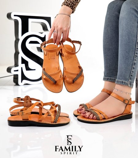 صندل ستاتي موديل (تطريز) من الجلد الطبيعي الاصلي