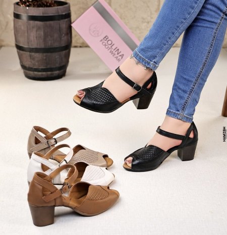Natural Leather Heeled Sandal-صندل طبي من الجلد الطبيعي الأصلي