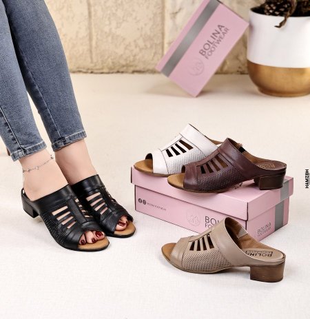 Mid Heel Slippers (جلد طبيعي أصلي )